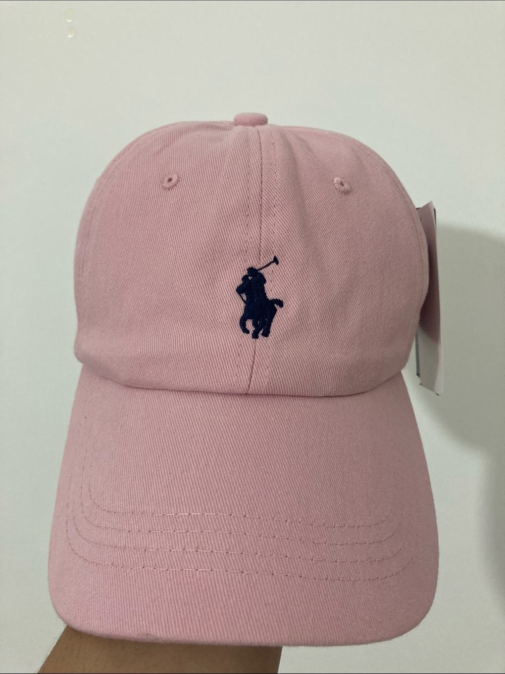 Ralph Lauren Pink Cap with Navy Pony Embroidery